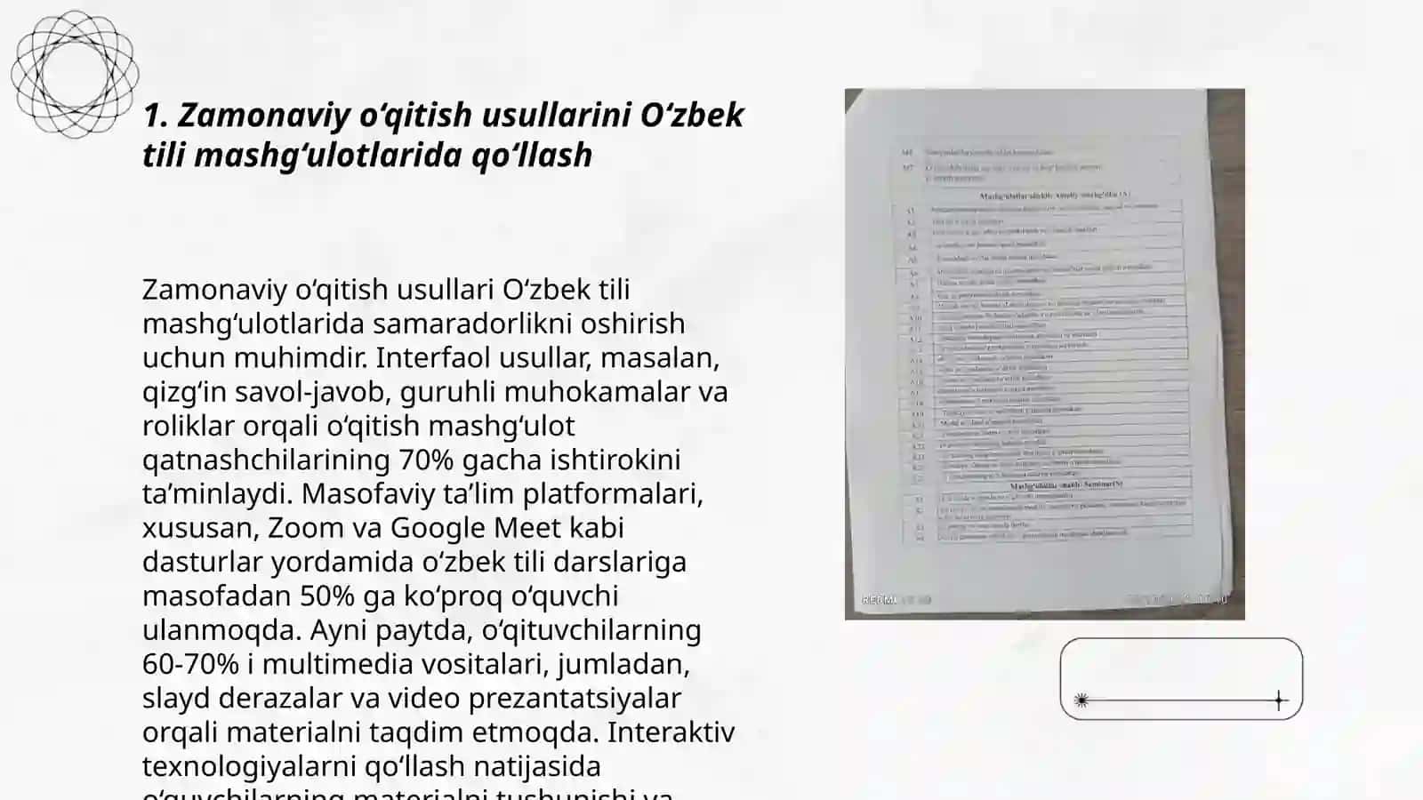 Zamonaviy o‘qitish usullarini O‘zbek tili mashg‘ulotlarida qo‘llash 3