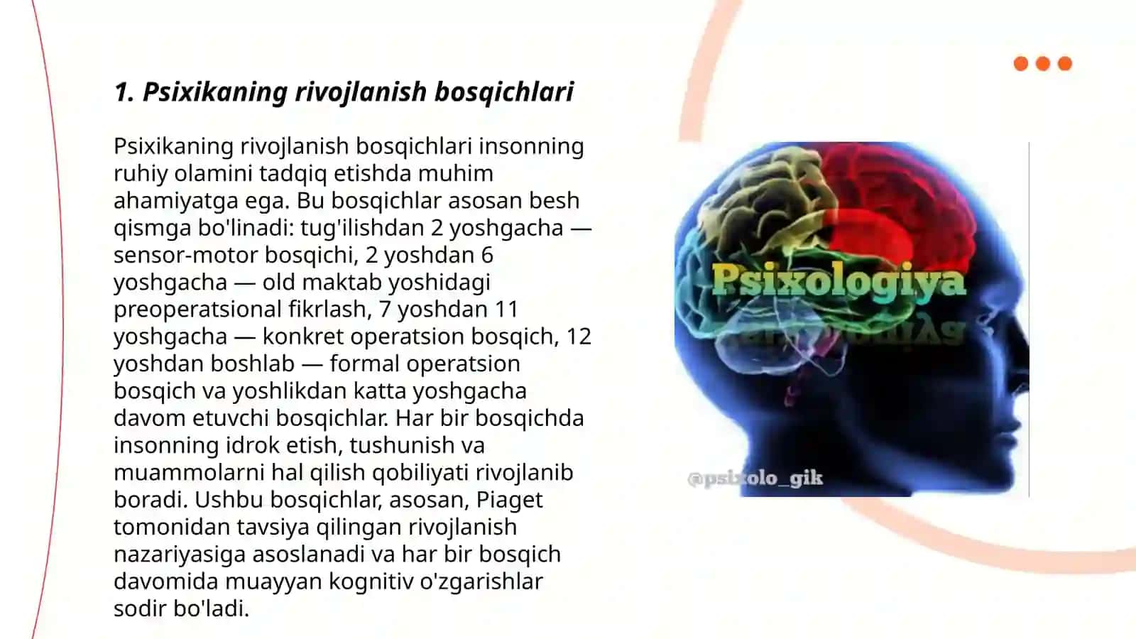 Psixika va ongning rivojlanishi 3