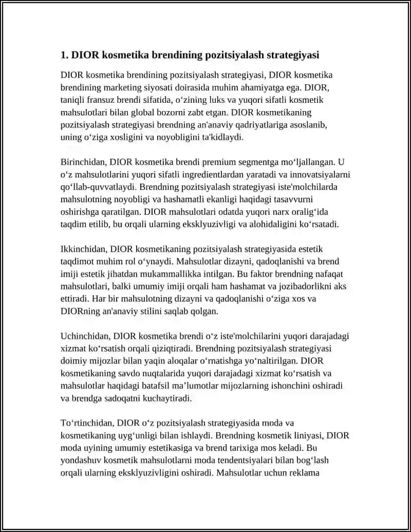 DIOR KOSMETIKA BRENDINING MARKETING SIYOSATI 3