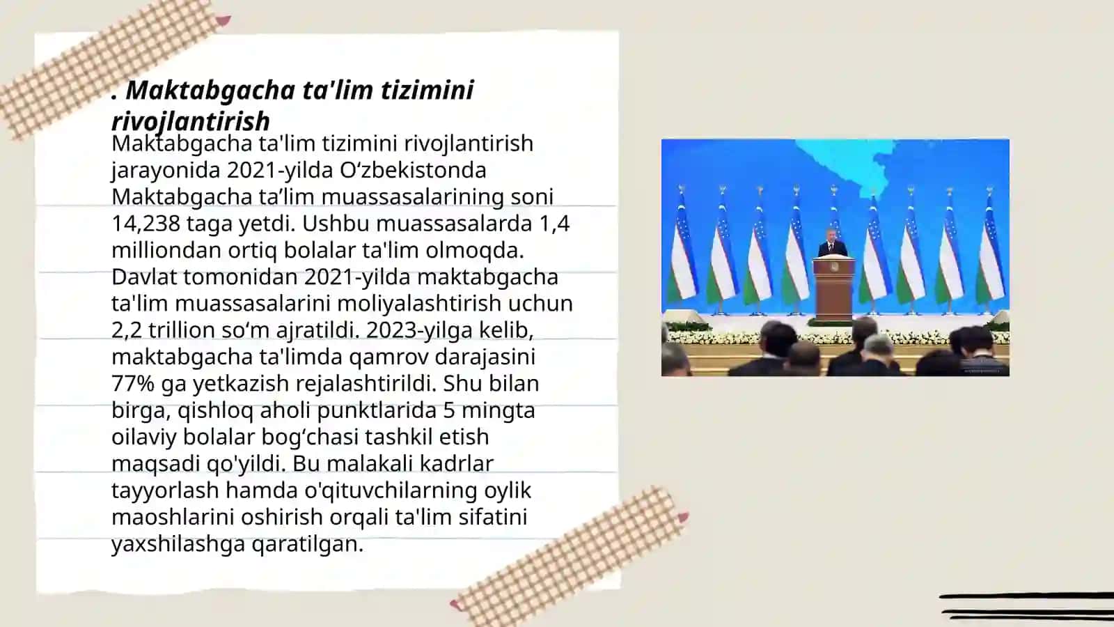 Maktabgacha ta'lim tizimini rivojlantirish 3