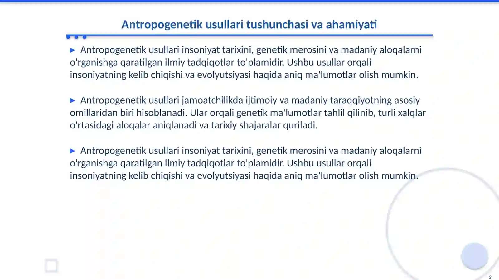 Antropogenetik usullari: shajara 3