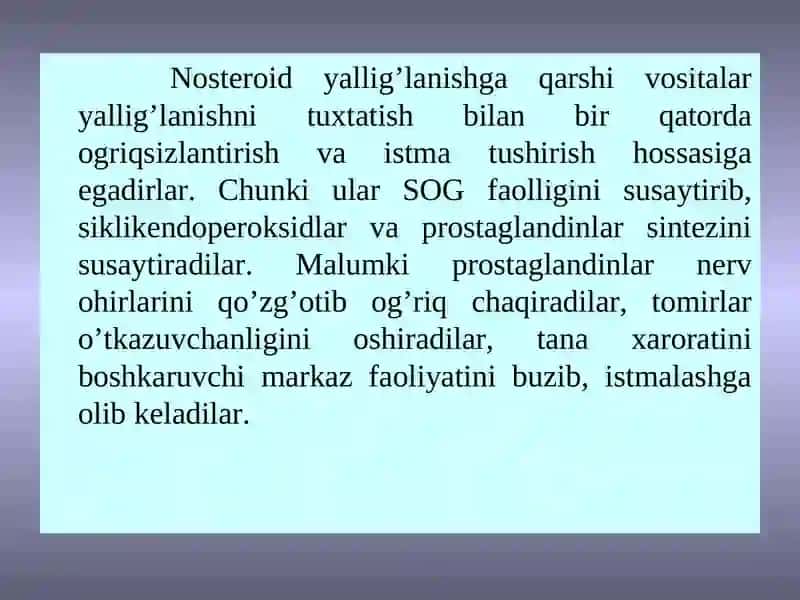 Yallig’lanishgaqarshi vositalar 3