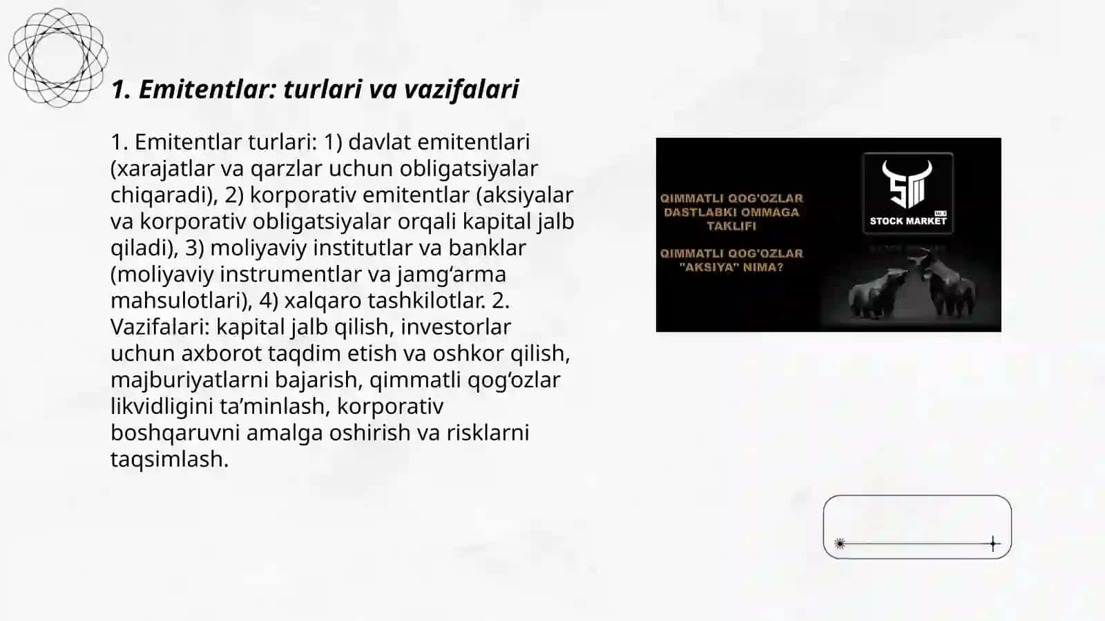 Qimmatli qog‘ozlar bozorining ishtirokchilari 3