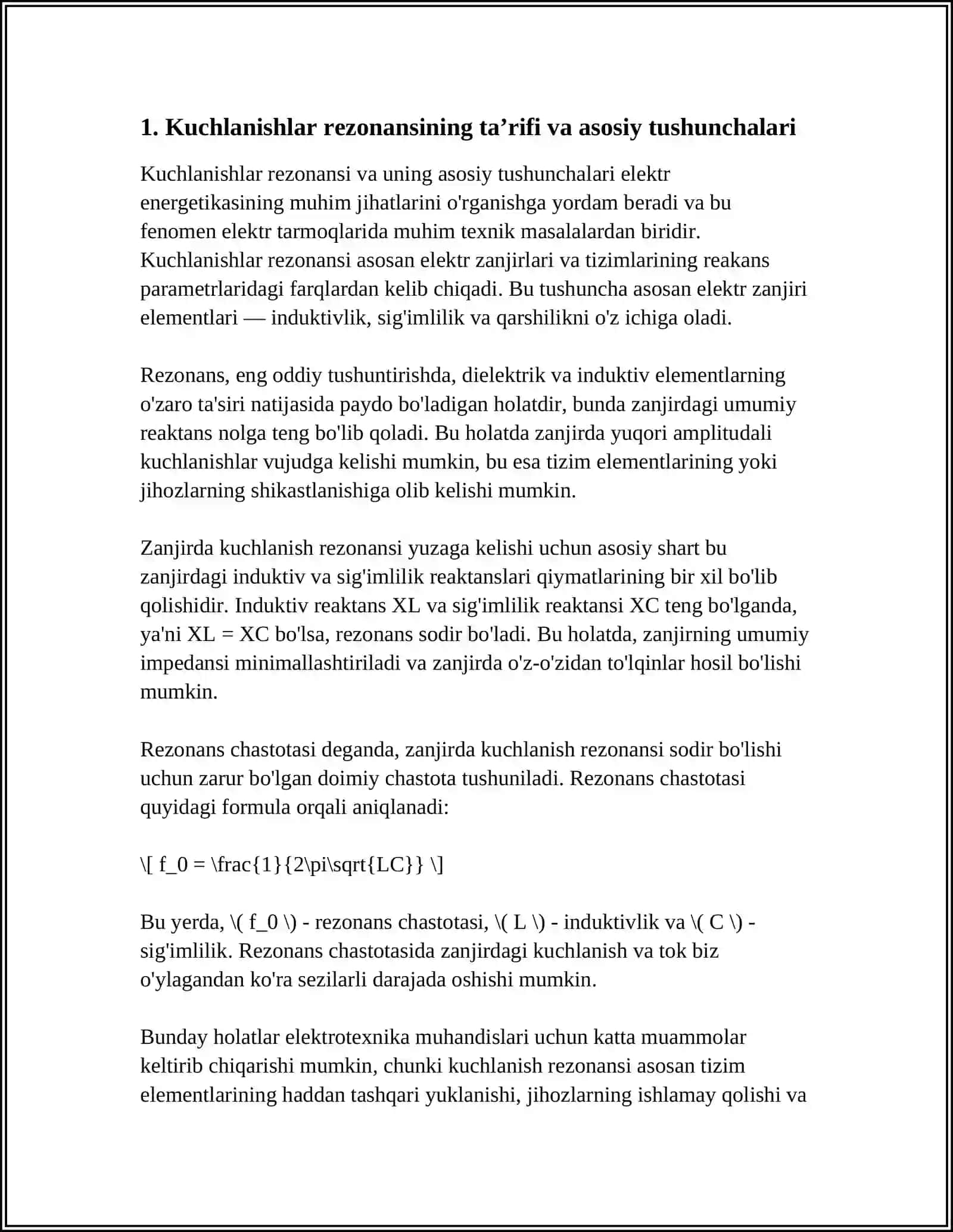 KUCHLANISHLAR REZONANSI 3