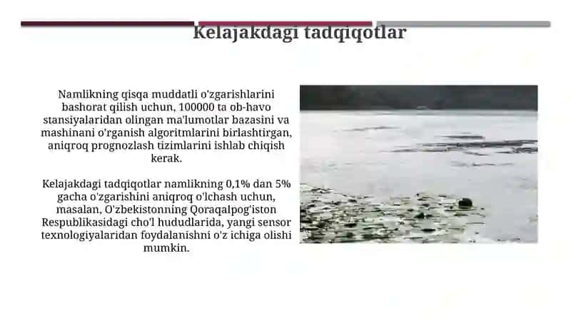 Namlikning qisqa muddatli o'zgarishlarini bashorat qilish 3