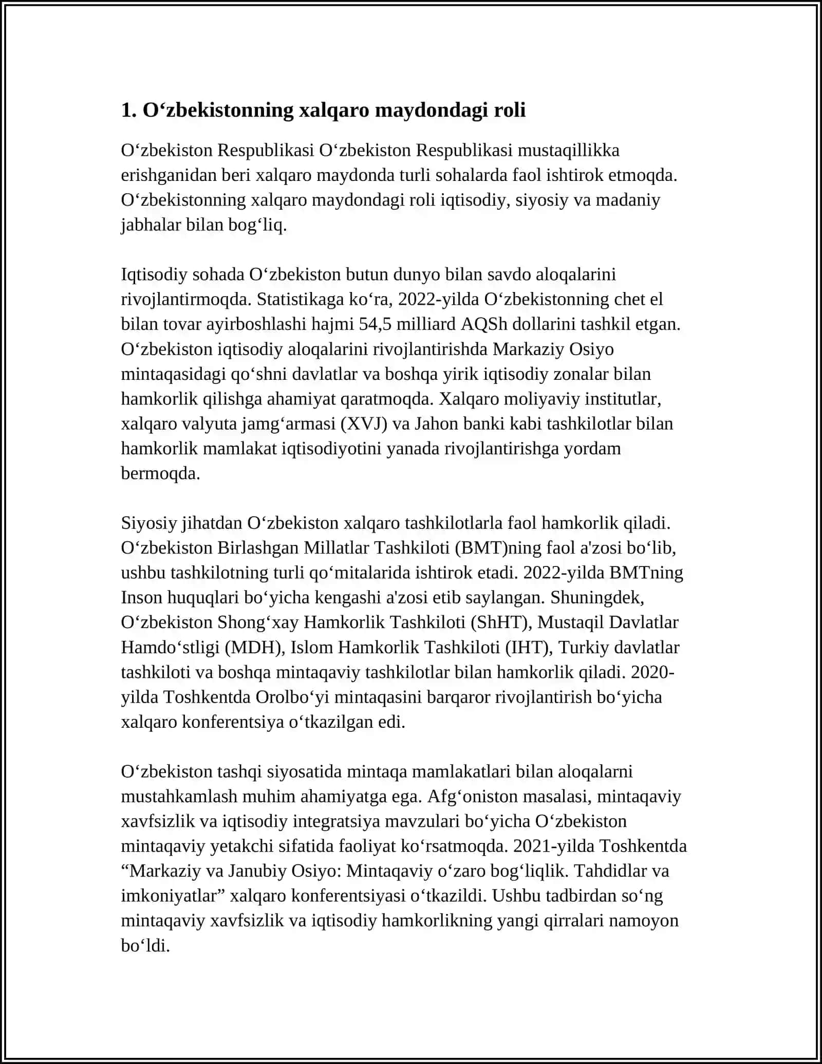 OʻZBEKISTON VA JAHON HAMJAMIYATI 3