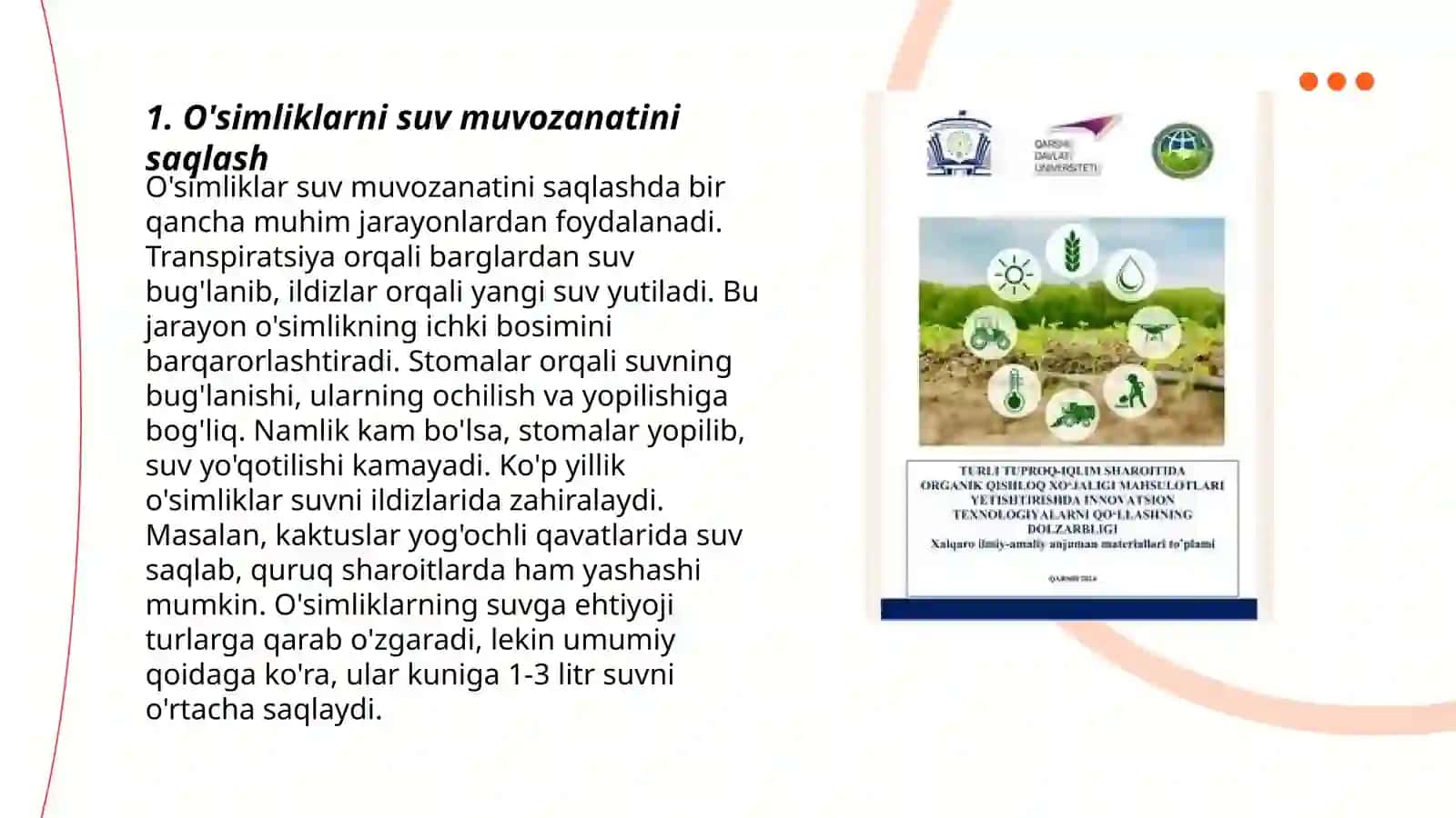 O'simliklarni suv muvozanatini saqlash 3