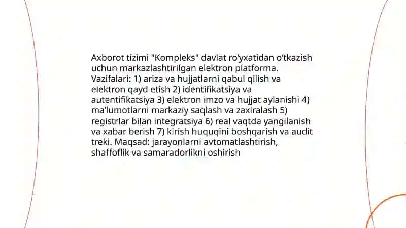 Axborot tizimi "Kompleks" 3