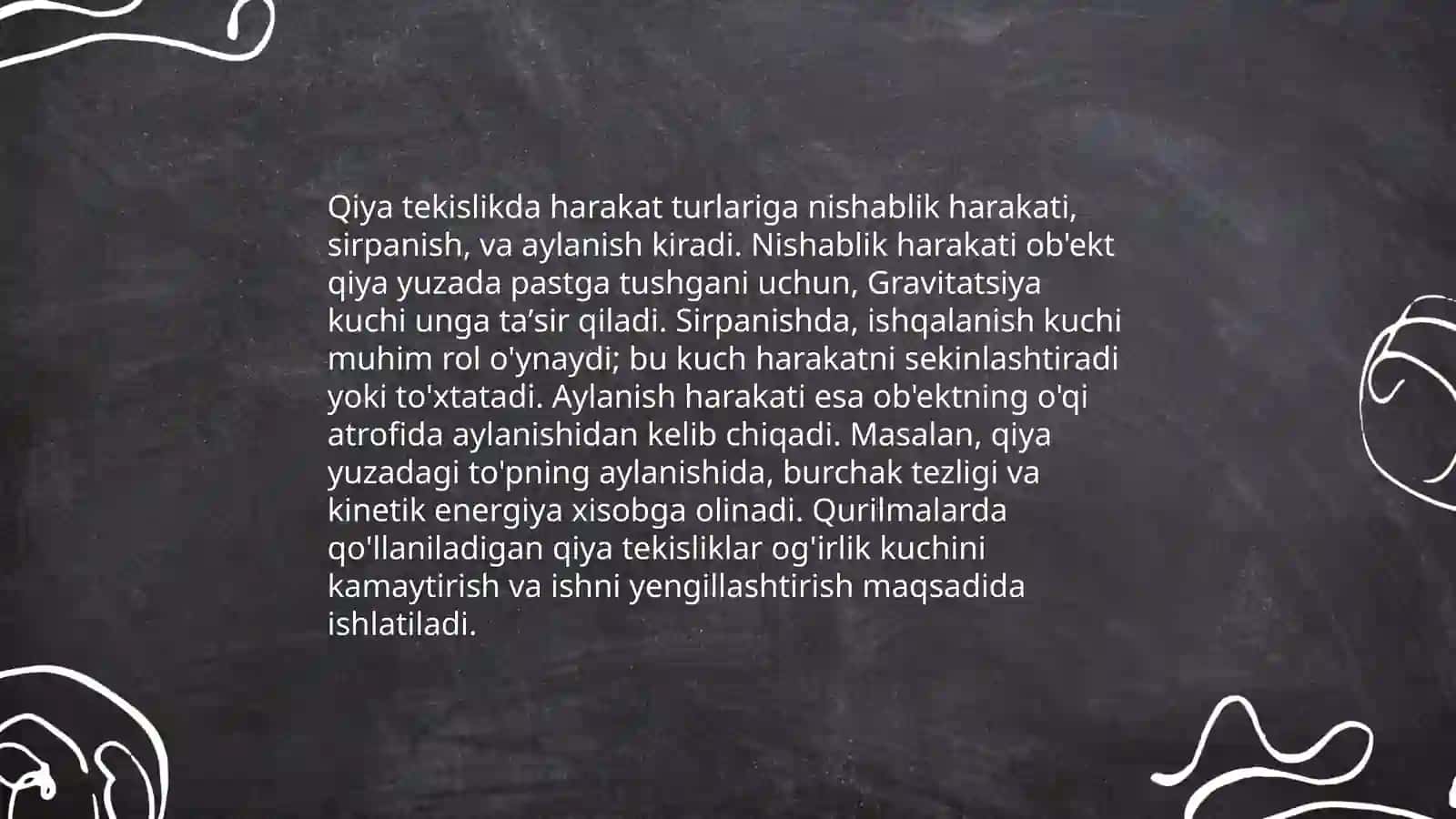 Qiya tekislikda ishqalanish kuchi ta‘siridagi harakat 3
