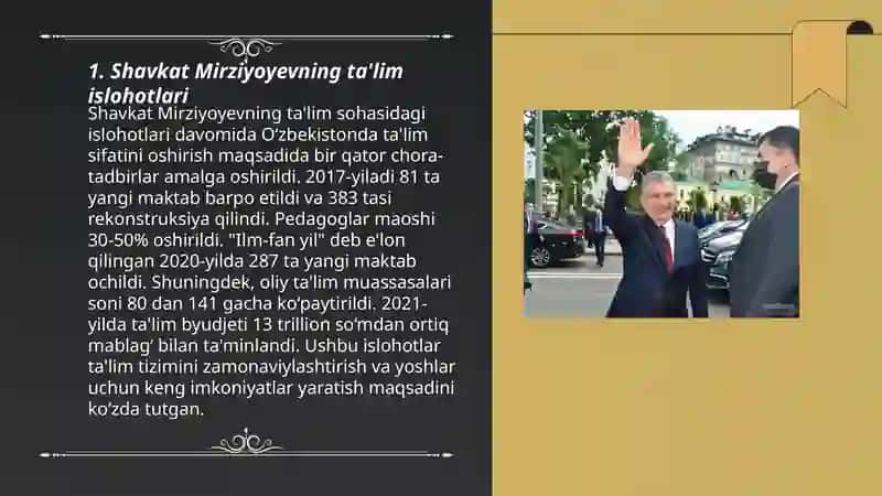 Shavkat Mirziyoyevning ta'lim islohotlari 3
