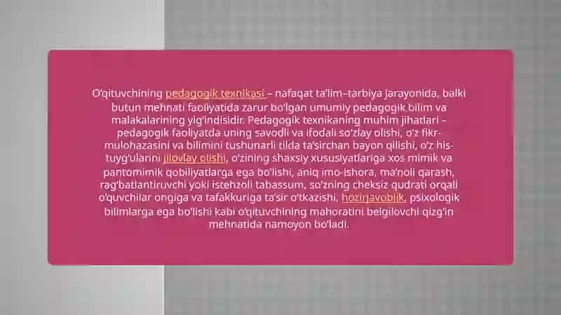 O‘qituvchining pedagogik texnikasi 3