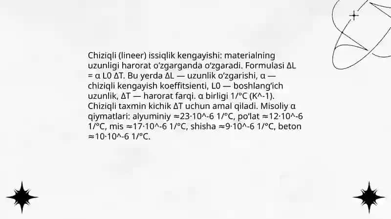 Materiallarning issiqlik kengayishi 3