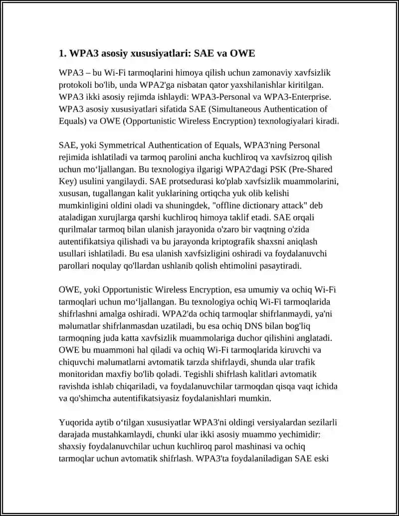 WI-FI TARMOQLARINI HIMOYA QILISHNING ZAMONAVIY USULLARI: WPA3, MAC FILTERING VA SSID BOSHQARUVI 3