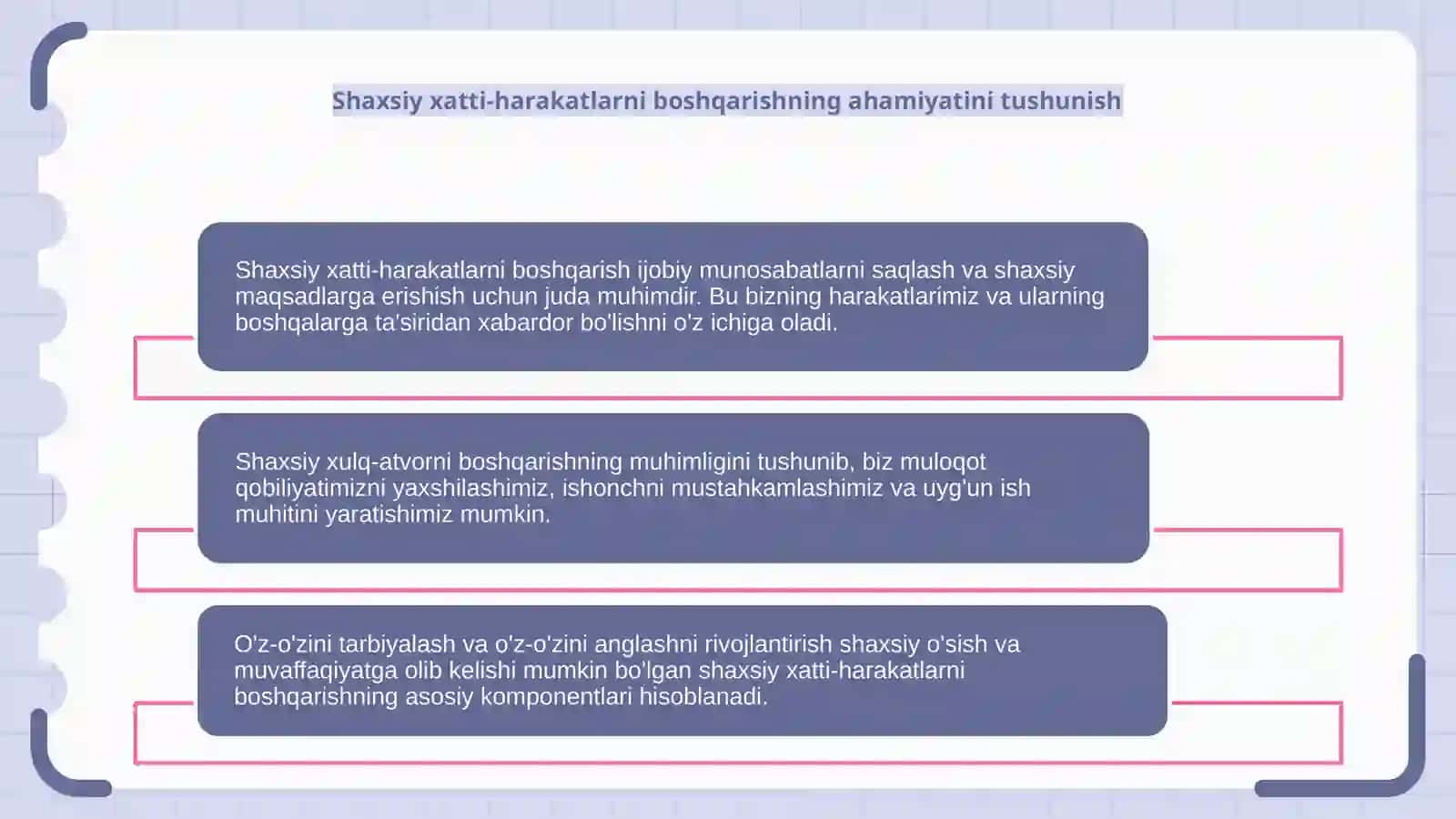 Shaxsiy xatti-harakatlarni boshqarish 3