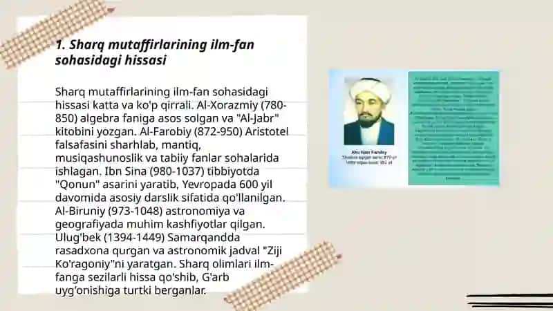 Sharq mutaffirlarining ilm-fan sohasidagi hissasi 3