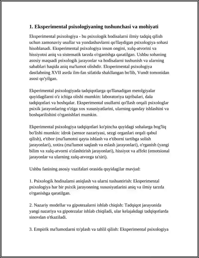 Eksperimental Psixologiya: Tushunchasi, Tarixi 3