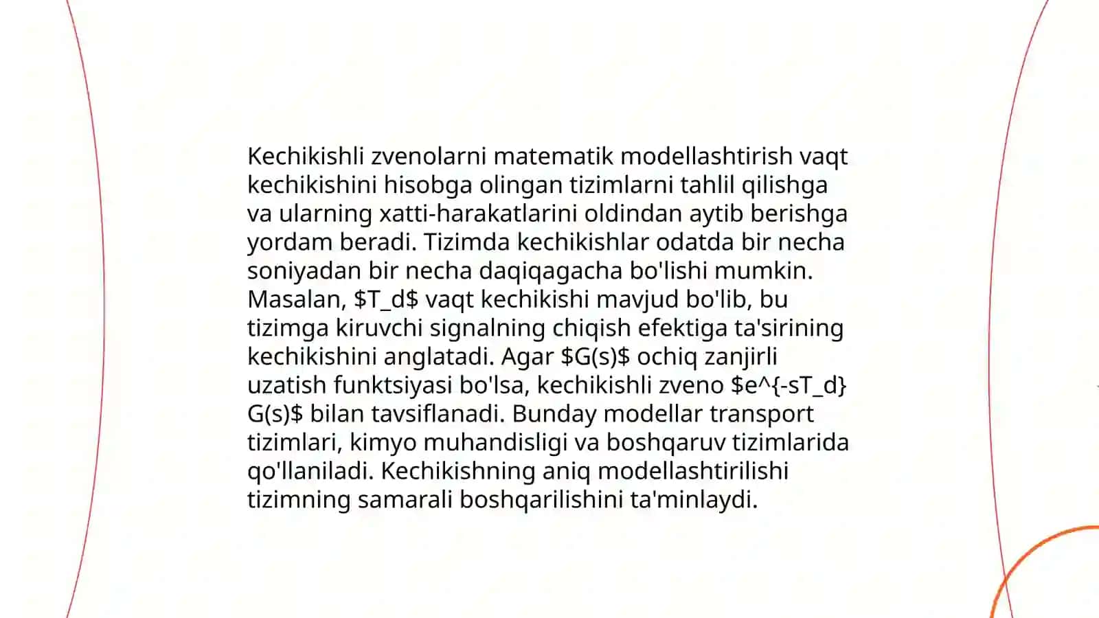 Kechikishli va irrational zvenoli sistemalarning turg'unligi 3
