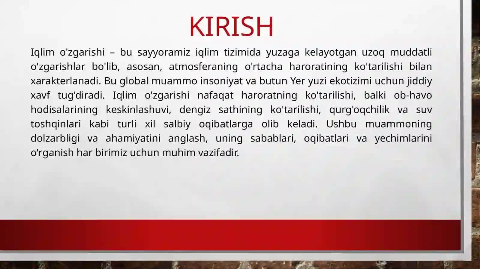 Iqlim o'zgarishi va atrof-muhit 3