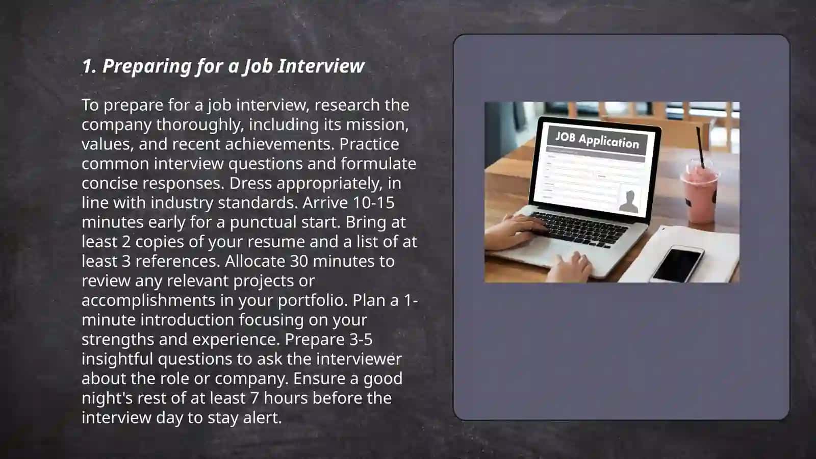 Work and business: Job interviews, applying for a job 3