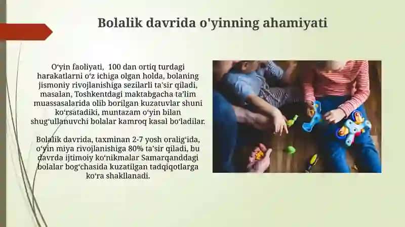 O'yin bola faoliyatining asosiy turi 3