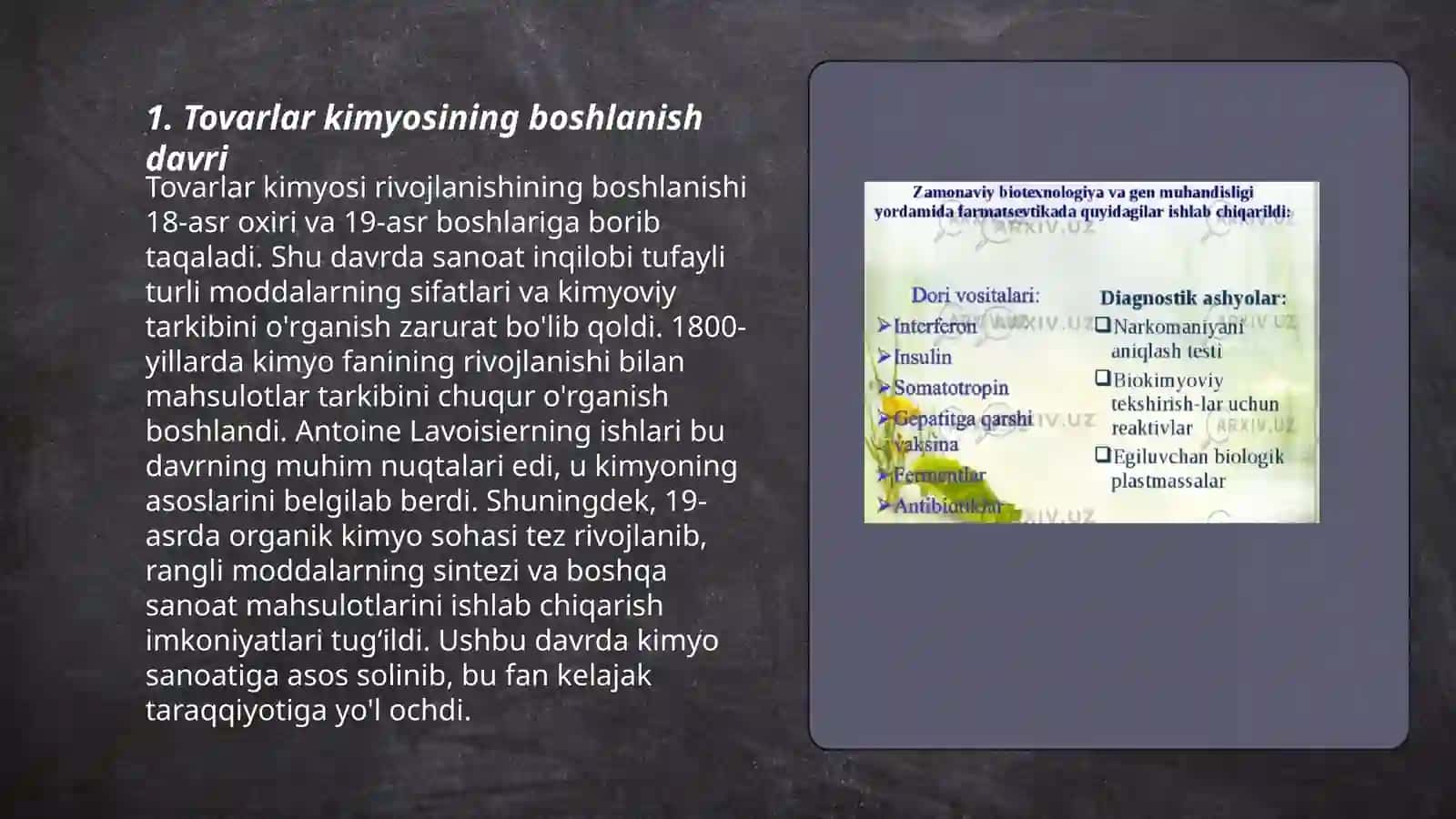 Tovarlar kimyosining rivojlanish tarixi 3