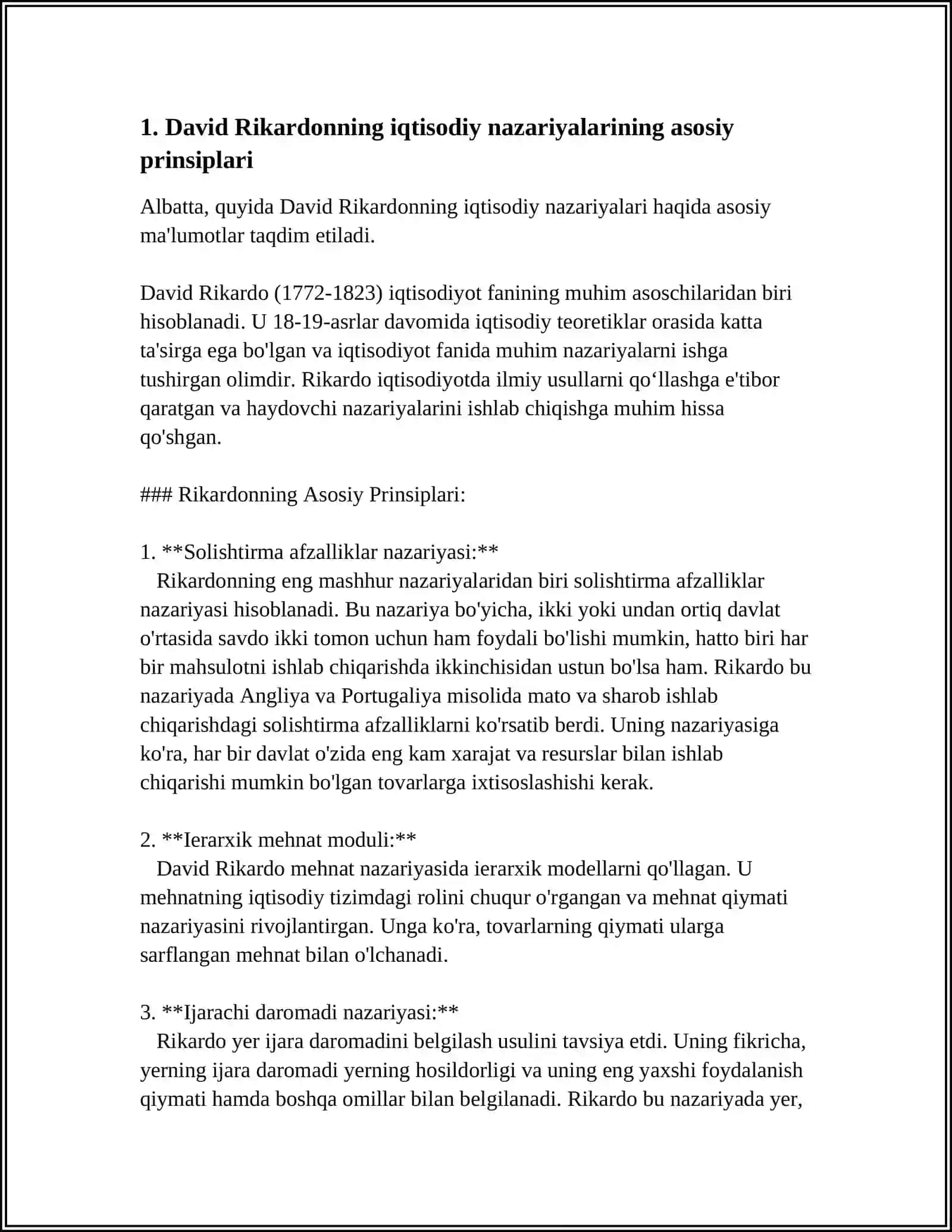 DAVID RIKARDONING IQTISODIY QARASHLARI 3