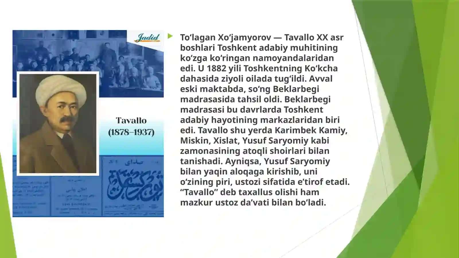 Tavallo hayoti va ijodi 3