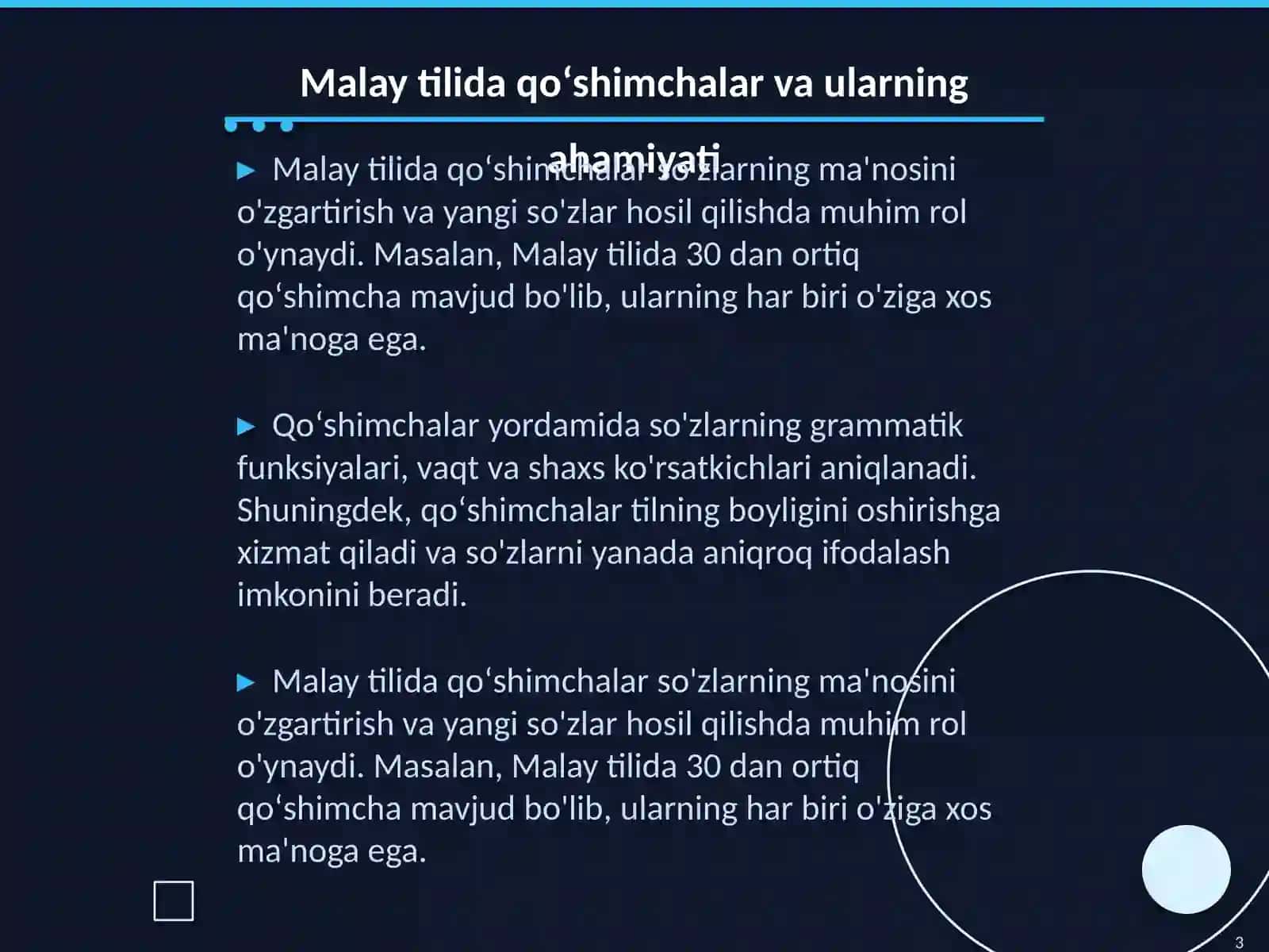Malay tilida pe-, -an qoʻshimchalari 3