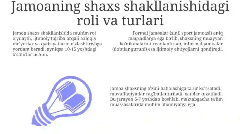 Jamoaning shaxs tarbiyasiga ta'siri. Sinf rahbarining tarbiyaviy ishi. Tarbiyaning umumiy metodlari 3