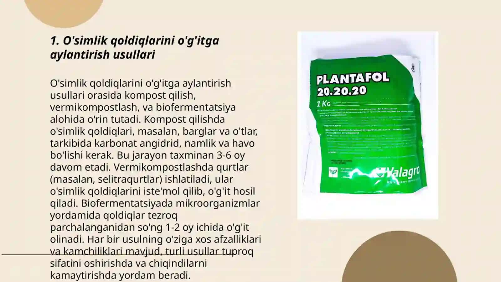 O’simlik qoldiqlarini o’g’it sifatida ishlatish 3