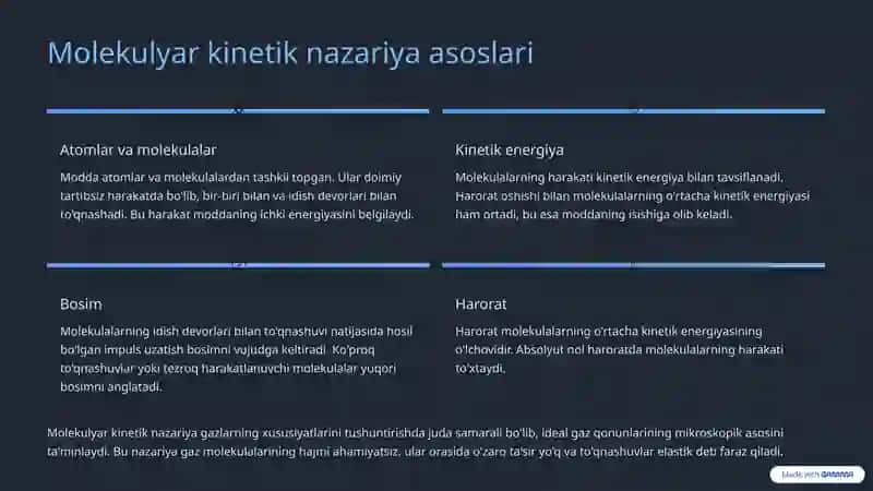 Molekulyar fizika va termodinamika: Koinot sirlarini ochish 3