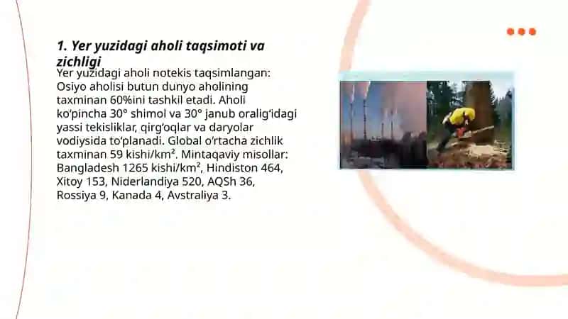 Yer yuzi aholisi va uning tabiatga ta’siri 3