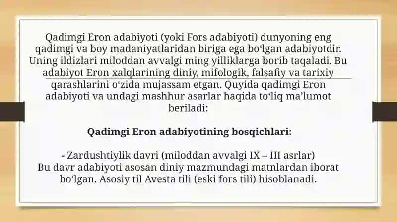 Qadimgi Eron Adabiyoti 3