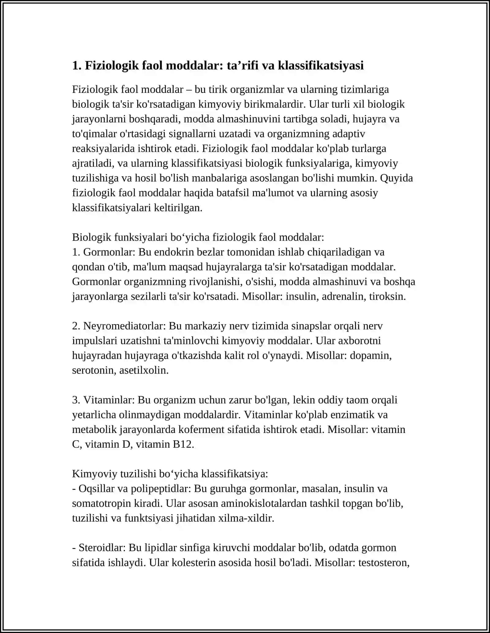 FIZALAGIK FAOL MODDALAR BIYAKIMYOSI 3