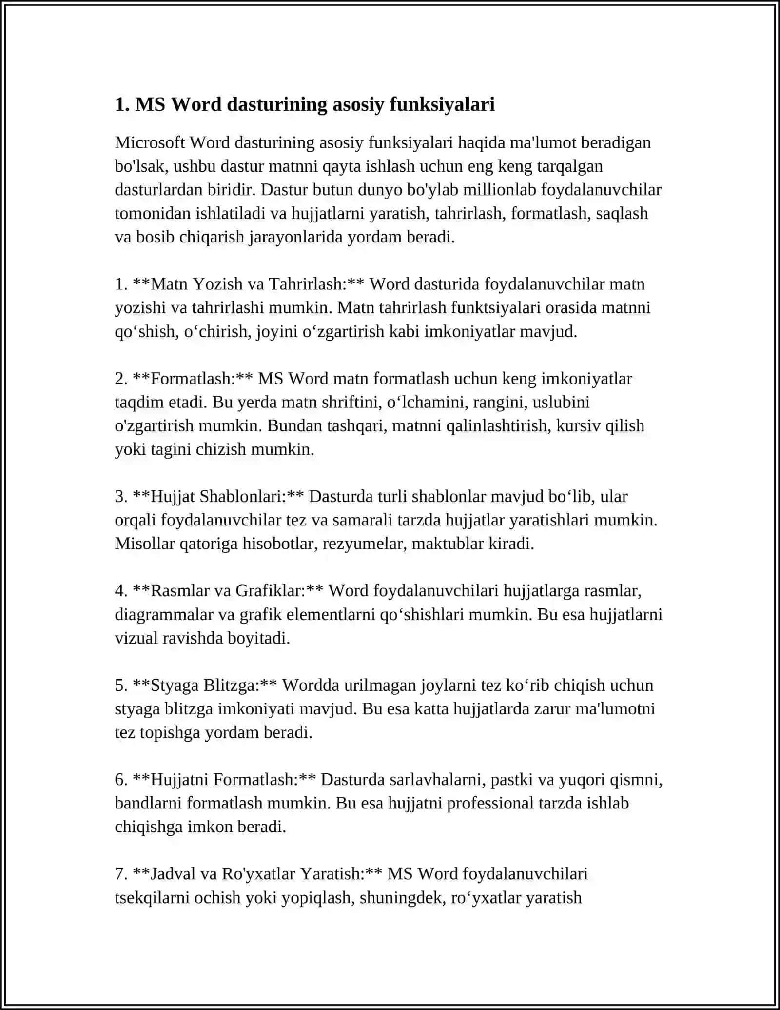 MS WORD ILOVASIDA TEZAURUSDAN FOYDALANISH 3