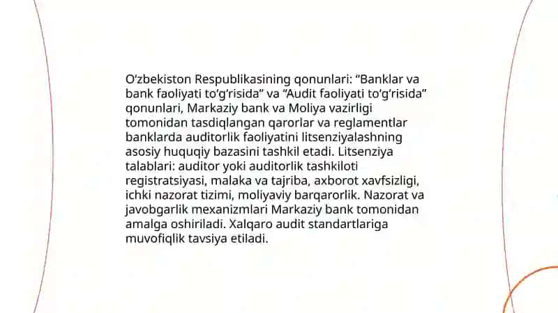 Banklarda auditorlik faolyatini litsenziyalash 3