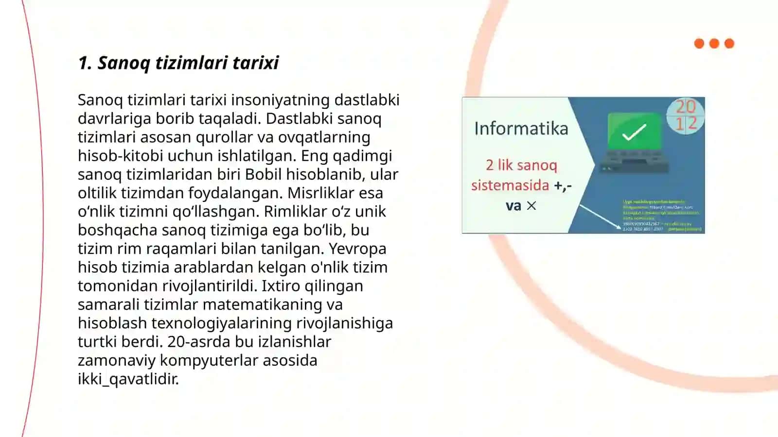 Sanoq sistemasi tushunchalari 3