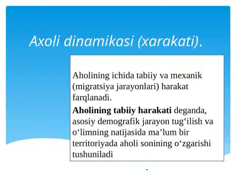 Aholi orasida demografik jarayonlarni hisoblash usullari 3