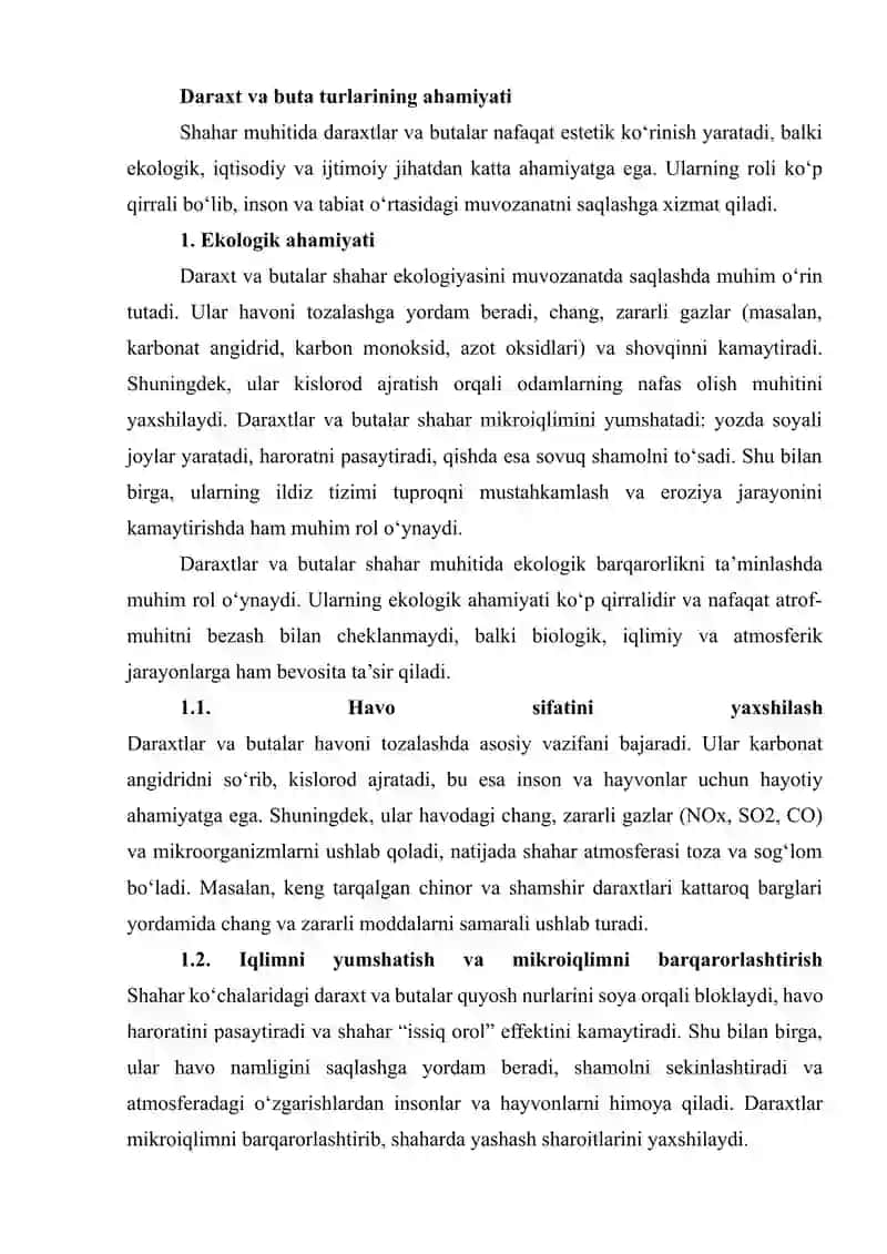 Daraxtlar va Buta Turlarning Xilma-Xilligi 3