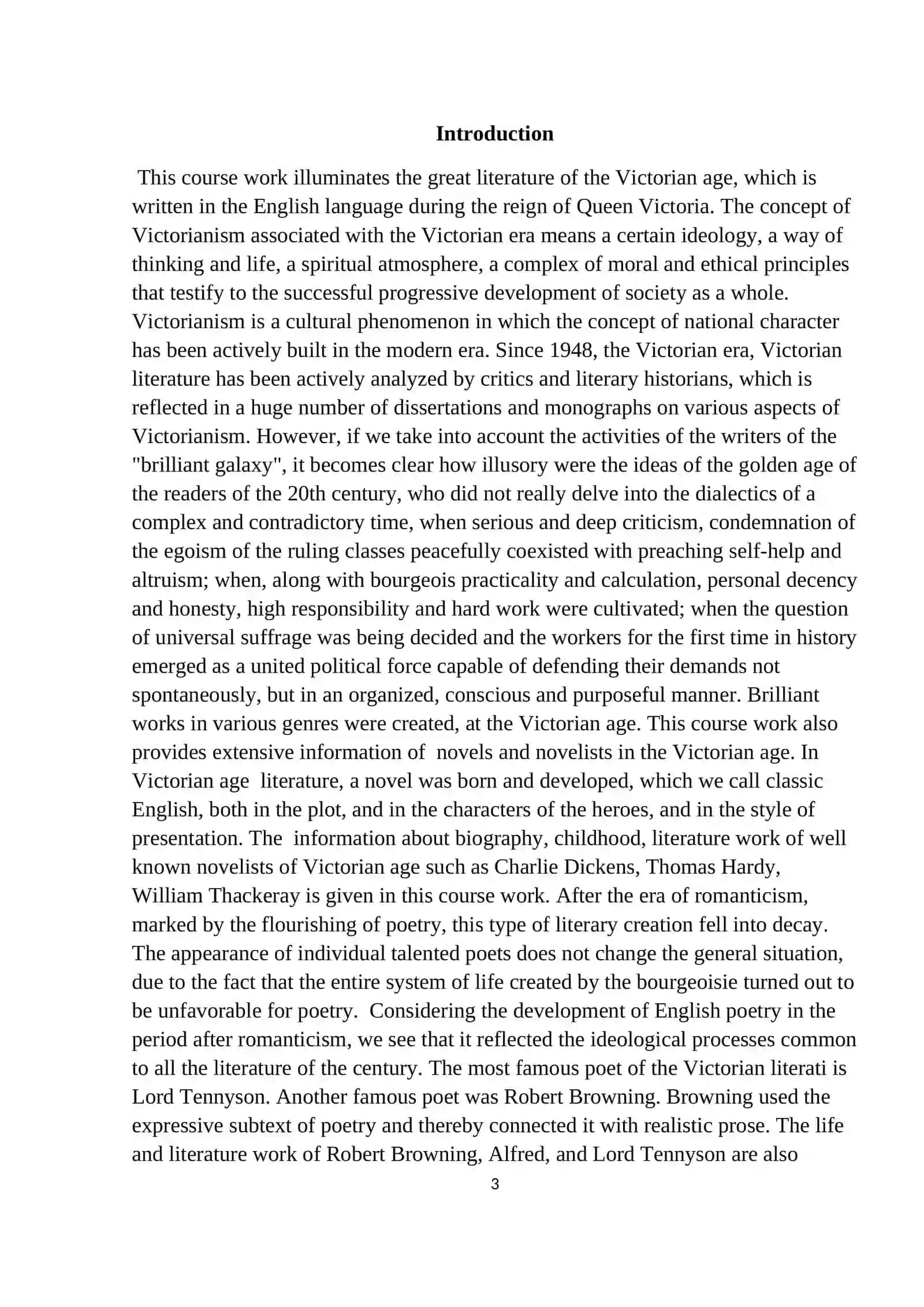 Course Work on Victorian Age Literature 3