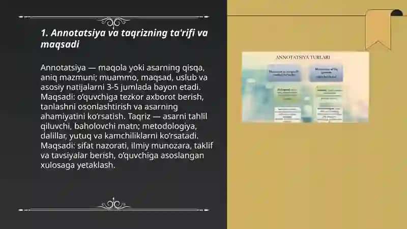 Annotatsiya va taqriz. Maqolalarga annotatsiya va taqriz yozish 3