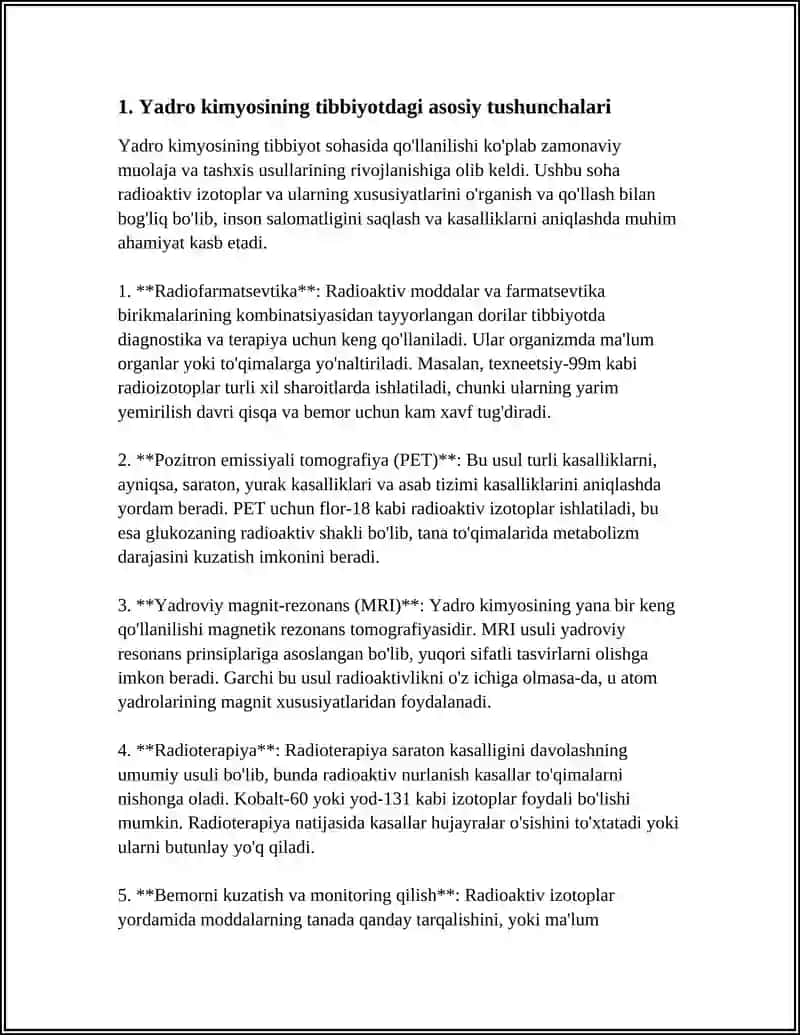 YADRO KIMYOSI VA UNING TIBBIYOTDAGI O’RNI 3
