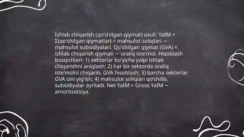 Yalpi ichki mahsulotni xisoblash usullari 3