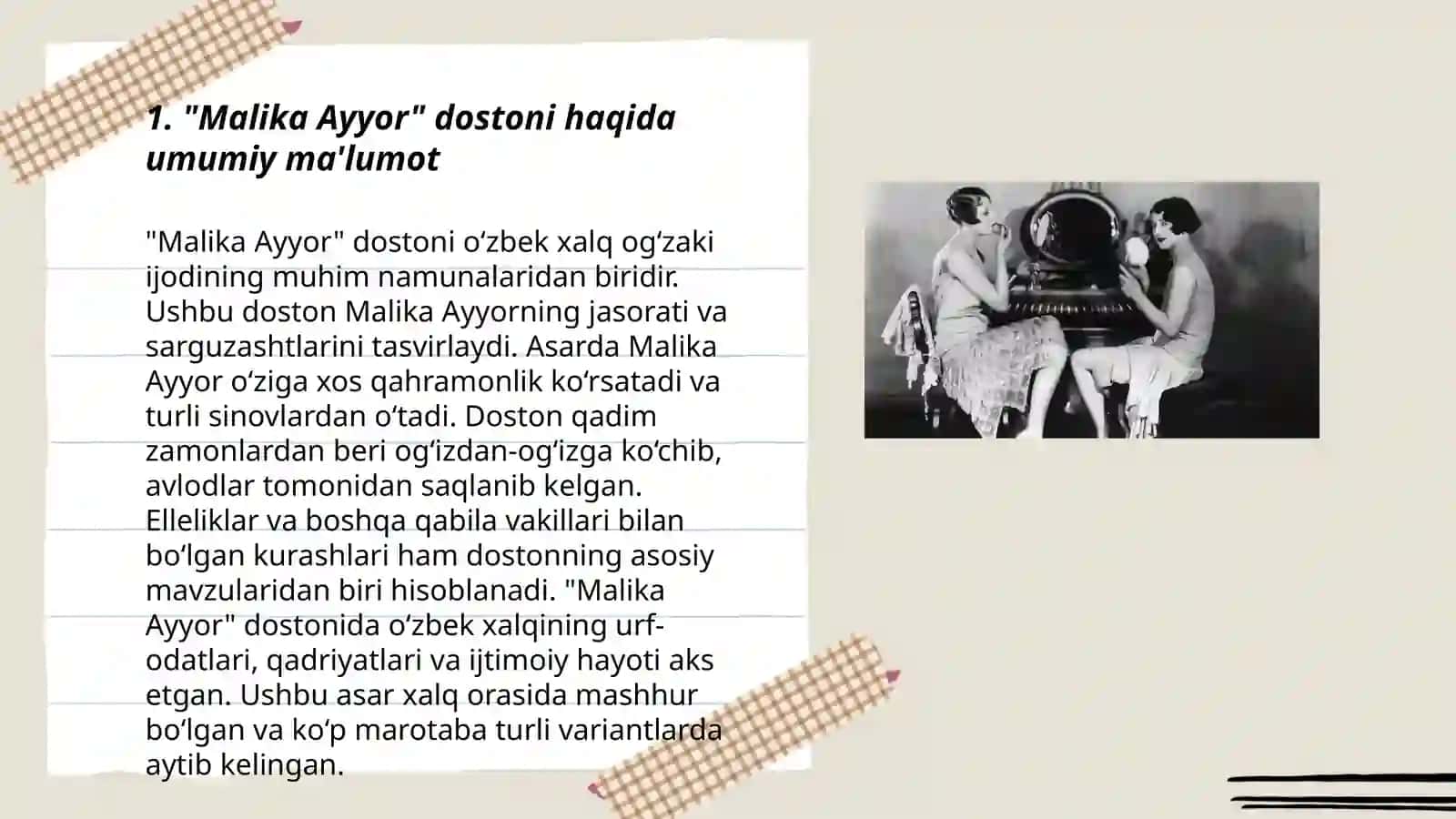 Malika Ayyor dostoni haqida tahlil 3