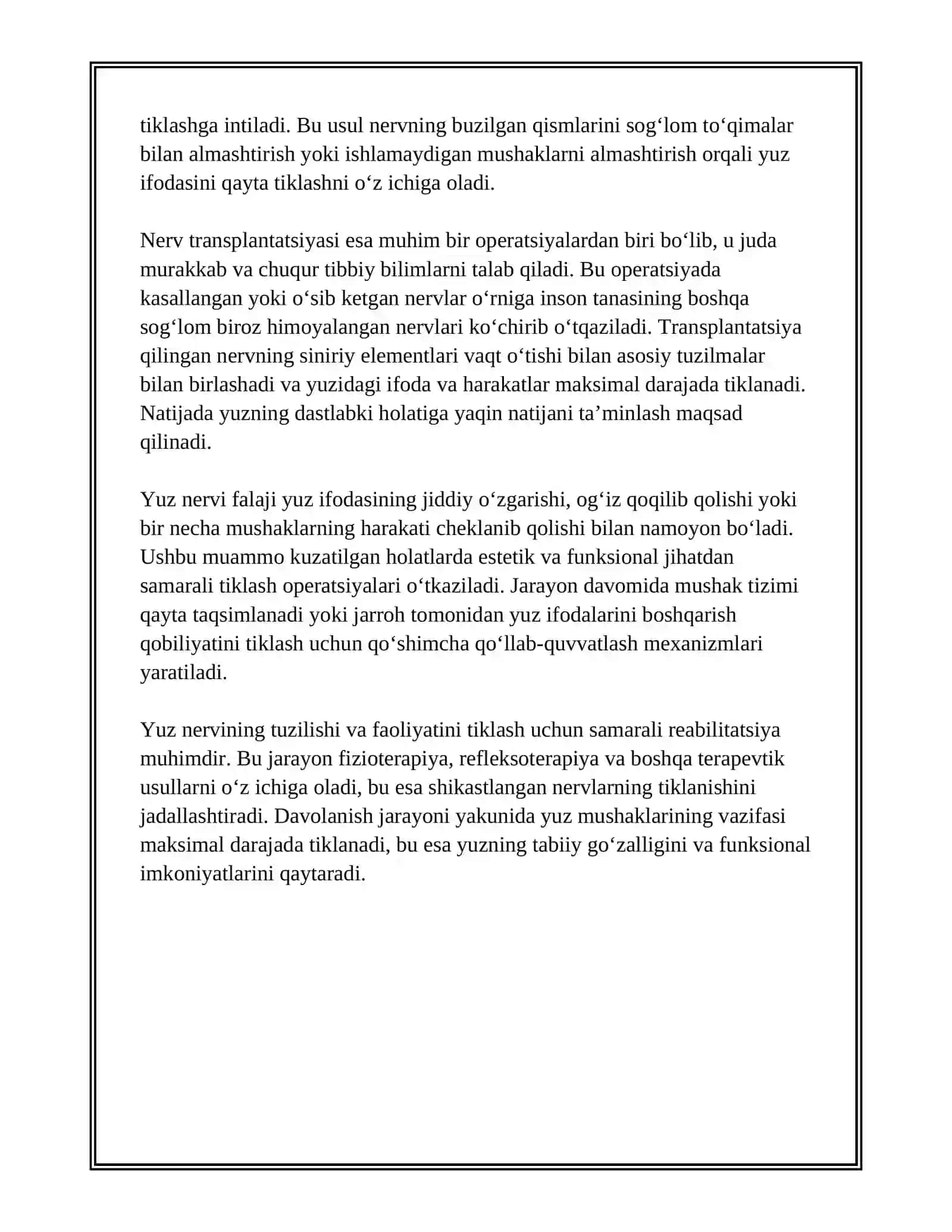 YUZ NERVIDA TIKLASH OPERATSIYALARI VA YUZDAGI PLASTIK OPERATSIYALAR 3