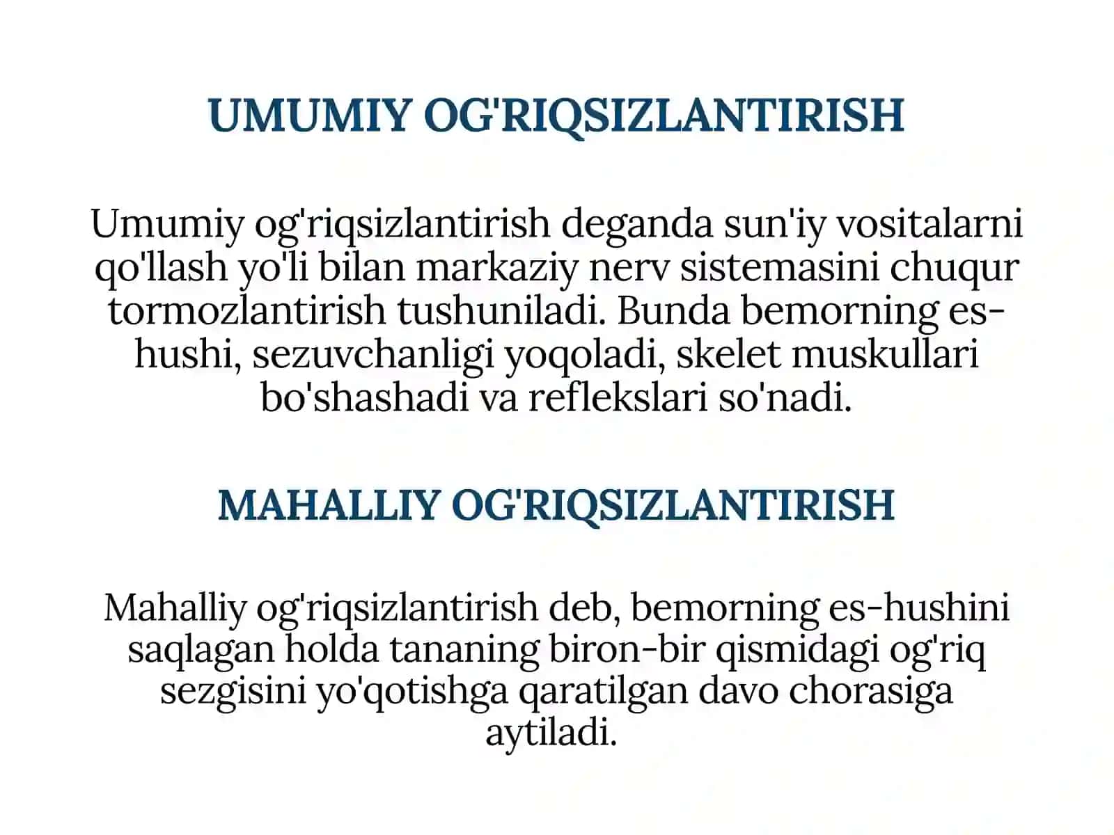 Stomatologiyada ishlatiladigan anesteziya turlari 3