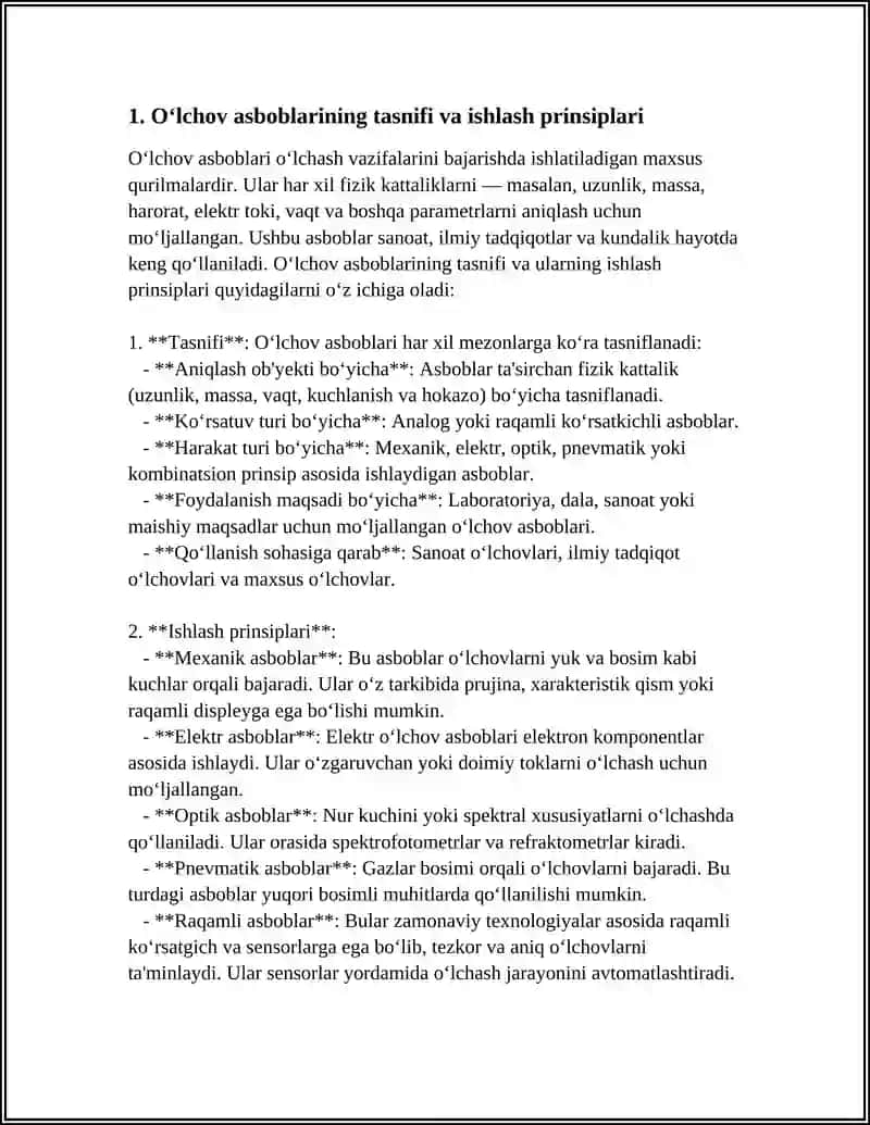 Oʻlchov asboblarining tasnifi va ishlash prinsiplari 3