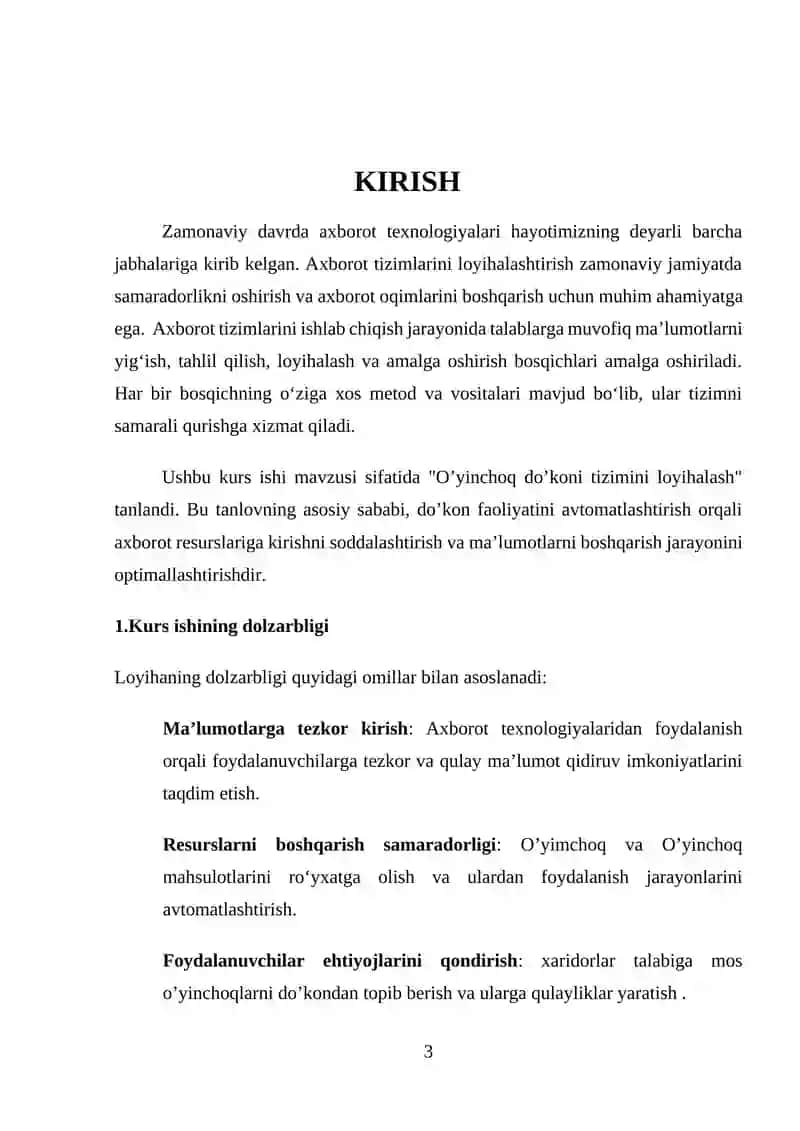 O’yinchoq do’koni tizimini loyihalash 3