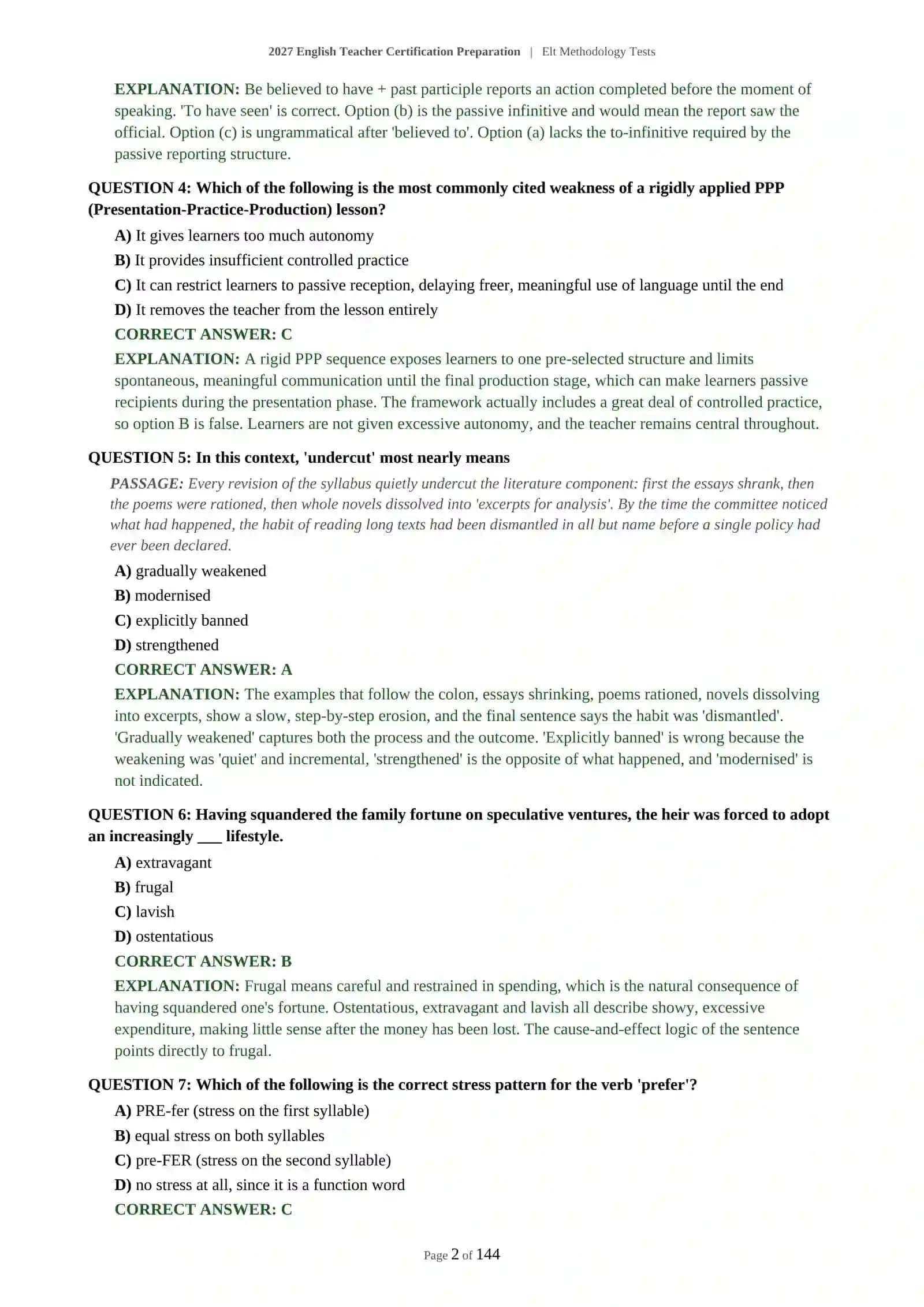 2027 English Teacher Certification Preparation | Elt Methodology Tests 3