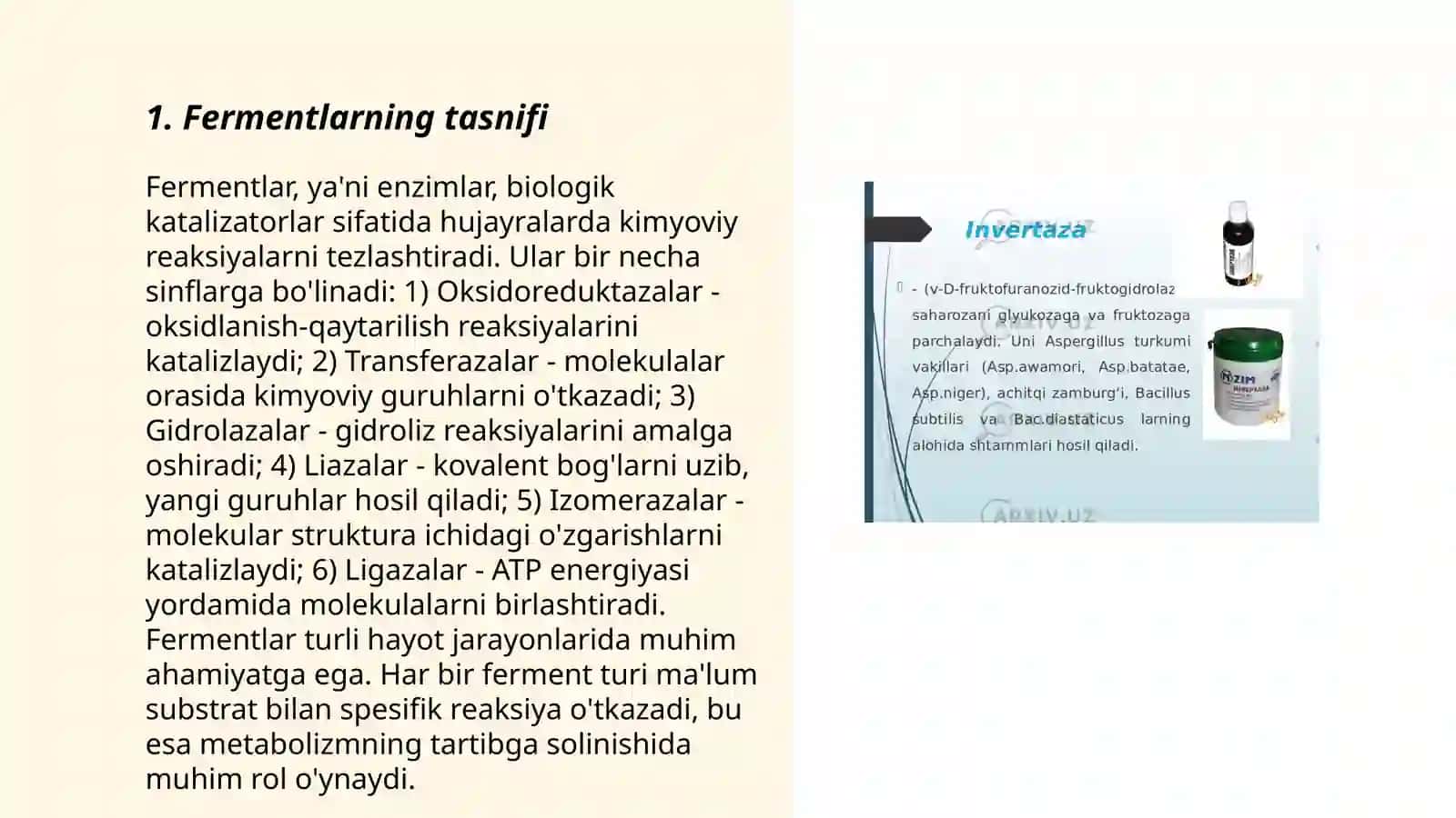 Fermentlar spetsifikligi 3